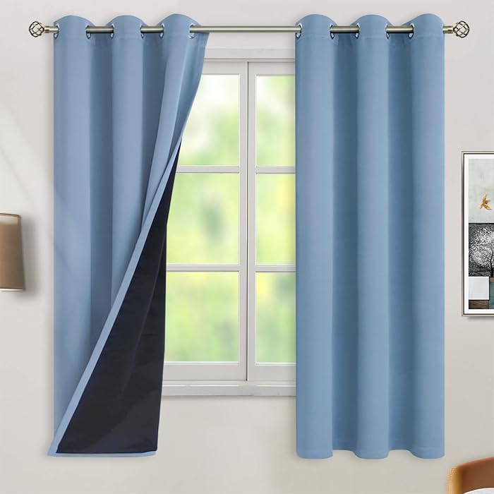 BGment Thermal Insulated 100% Blackout Curtains for Bedroom with Black Liner, Double Layer Full R... | Amazon (US)