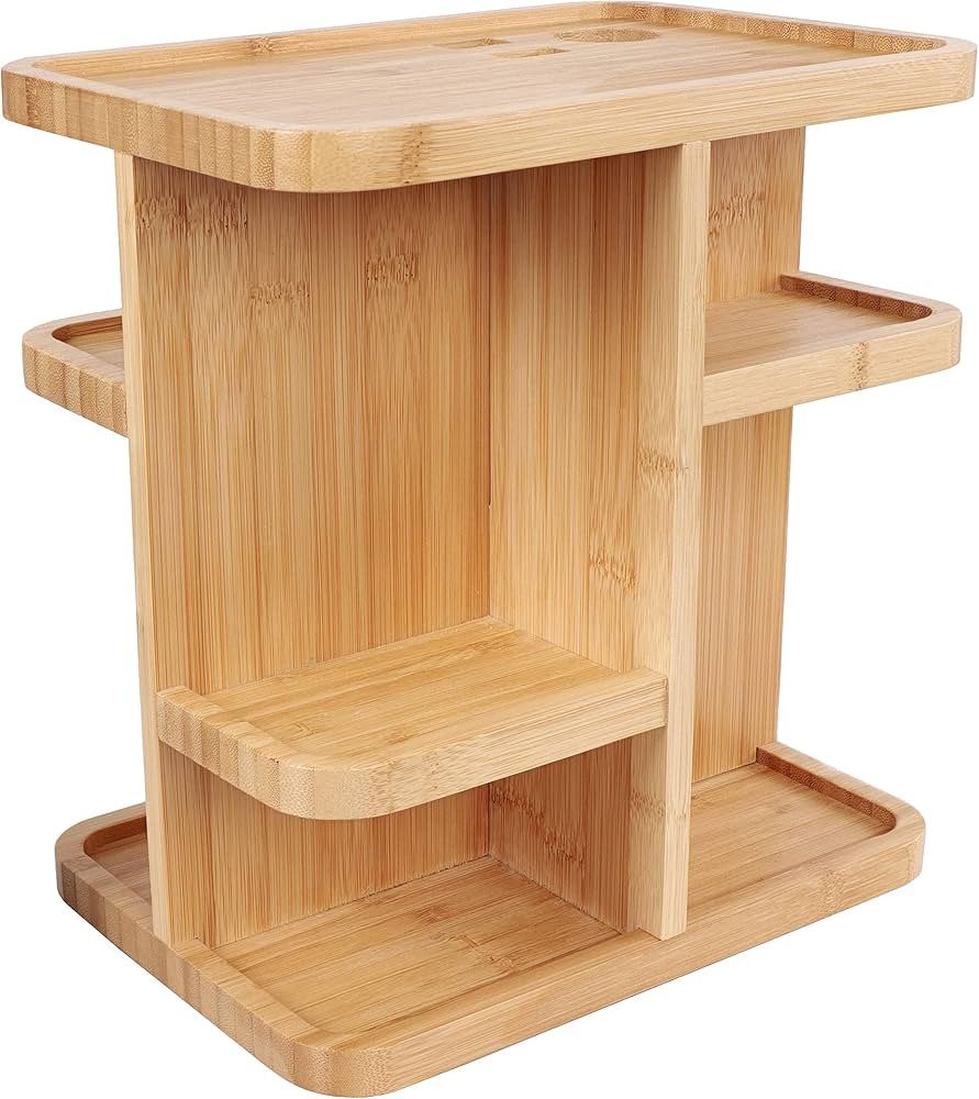 7Penn Bathroom Cosmetic Organizer Countertop Rotating Makeup Display - 11in Bamboo Bathroom Tower... | Amazon (US)