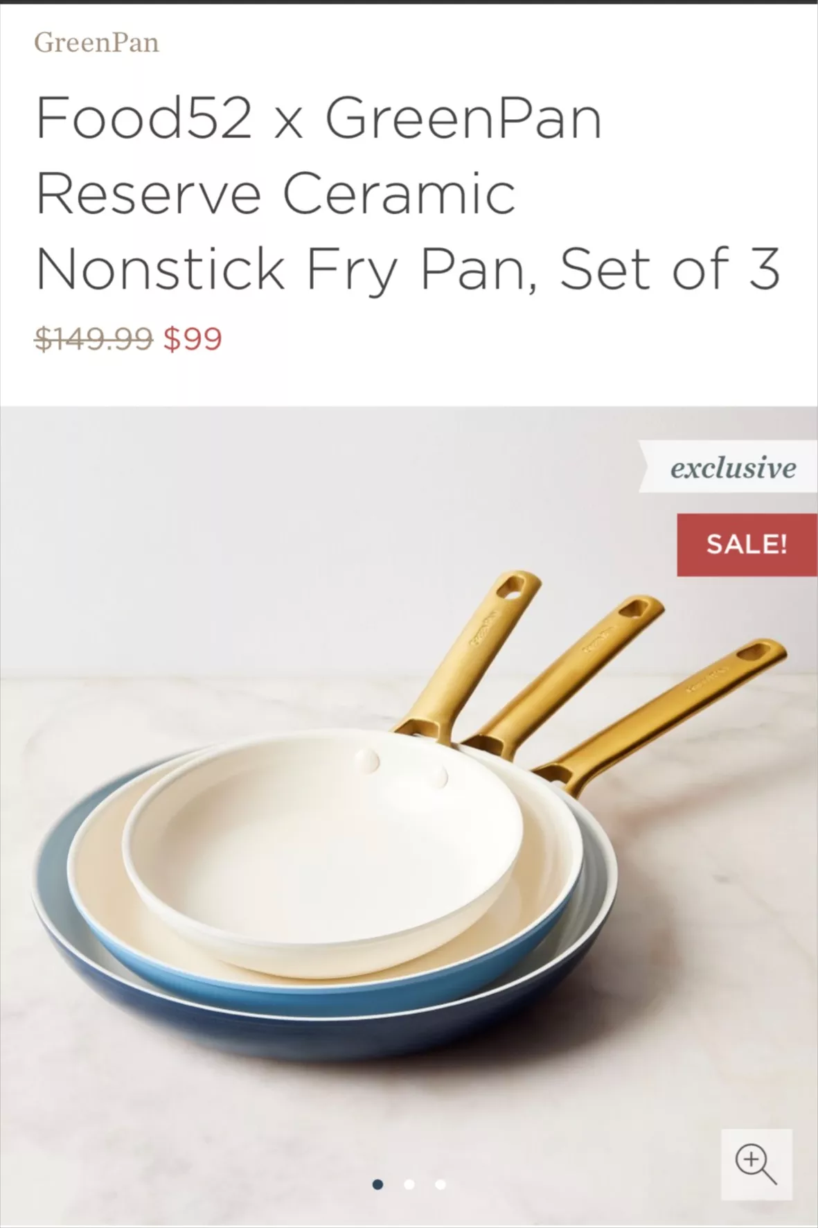 GreenPan Reserve Ceramic Nonstick Fry Pans, Set of 3 on Food52