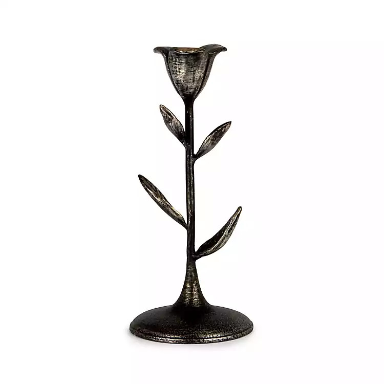 Cast Iron Flower Taper Candle Holder, 8 in. | Kirklands