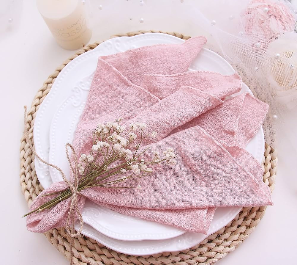 Dinner Cloth Napkins Set of 10,Gauze Napkins 100% Natural Soft Cotton,Washable Fall Cloth Napkins... | Amazon (US)