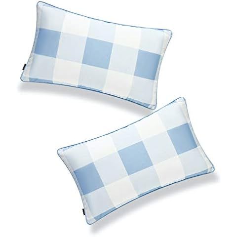 Coastal Patio Indoor Outdoor Lumbar Pillow Cover ONLY for Backyard, Couch, Sofa, Baby Blue Buffal... | Amazon (US)