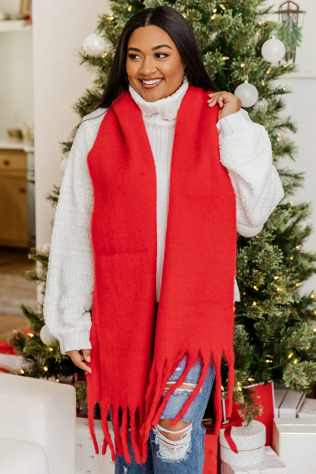 A Little Social Interaction Red Scarf FINAL SALE | Pink Lily