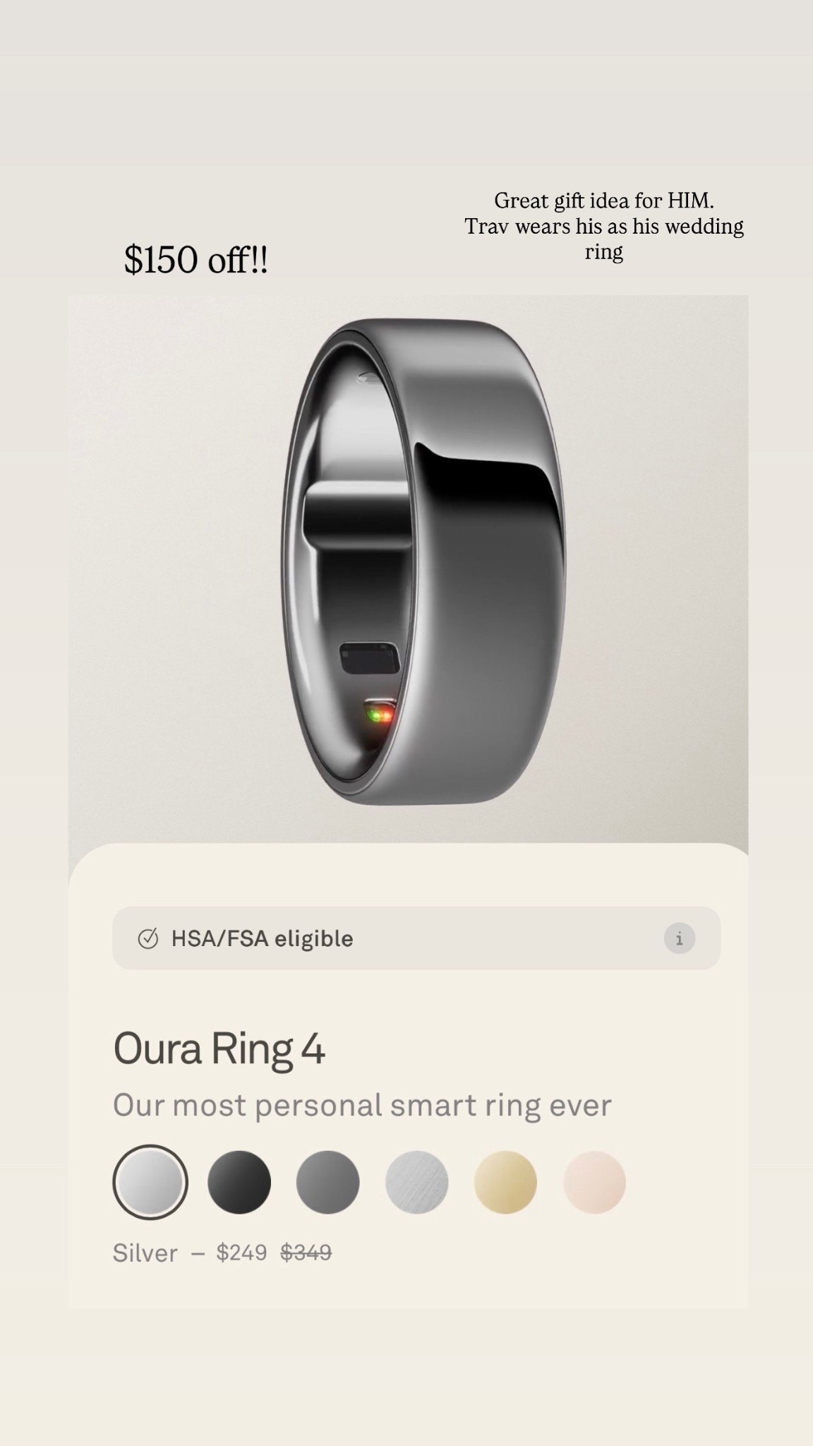 Save $150 in Oura rings!! Great gift idea for HIM this season 🎁 


#LTKGiftGuide #LTKHoliday #LTKSaleAlert