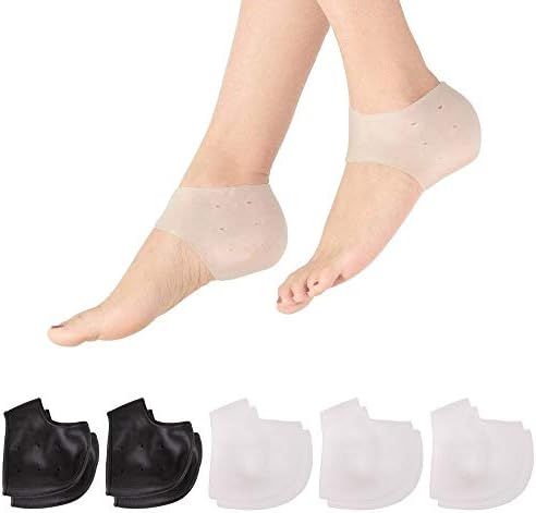(5 Pairs) Heel Protectors, Heel Cups for Heel Pains, Silicone Heel Pads Cushion, Heal Dry Cracked... | Amazon (US)