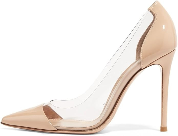 Sammitop Women's 100mm Pointed Toe Transparent High Heels Pumps Party Wedding Dress Shoes | Amazon (US)