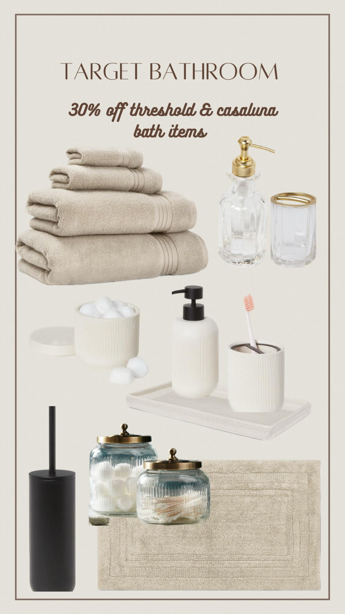 Target Bathroom 30% off Threshold and Casaluna bath 

#LTKfindsunder50 #LTKsalealert #LTKhome