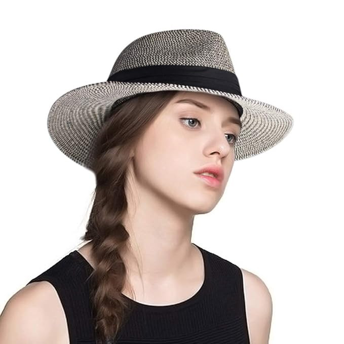 FURTALK Panama Hat Sun Hats for Women Men Wide Brim Fedora Straw Beach Hat UV UPF 50 | Amazon (US)