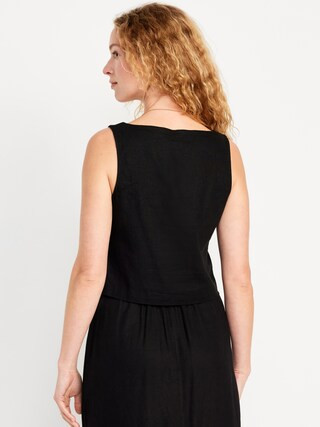 Sleeveless Linen-Blend Cropped Top | Old Navy (US)