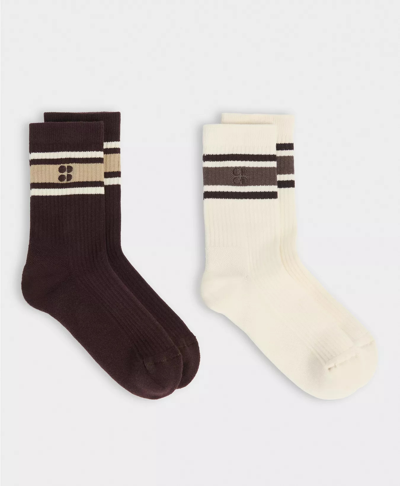 Lifestyle Ribbed Crew Socks 2 Pack - Sable Brown Creme Beige | Women's Sports Socks | Sweaty Bett... | Sweaty Betty UK