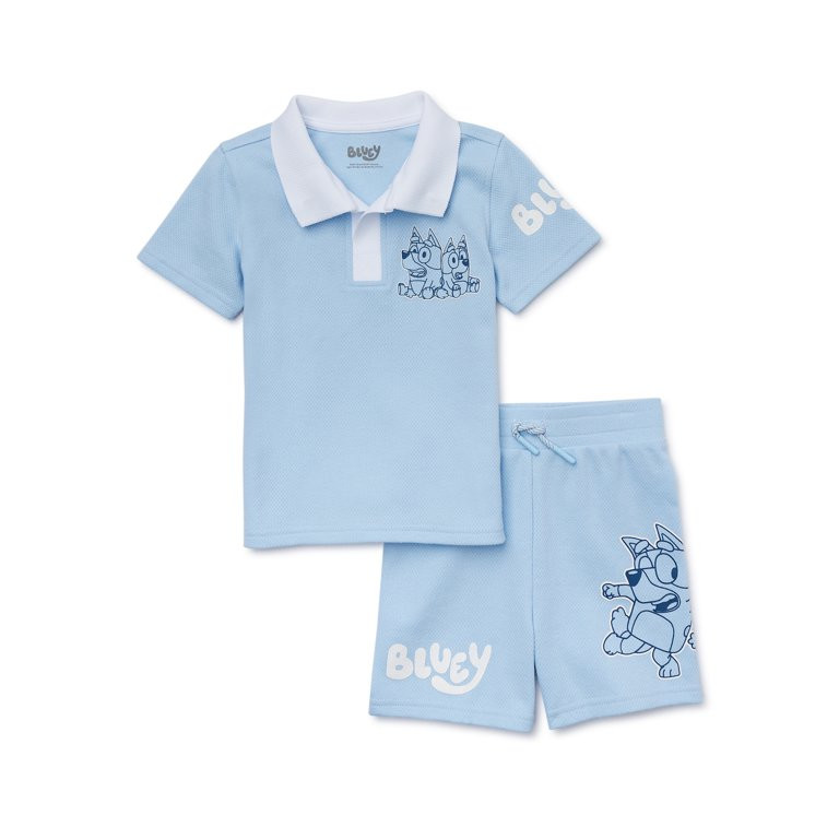 Bluey Toddler Boys Short Sleeve Polo Top and Shorts Set, 2-Piece, Sizes 2T-4T | Walmart (US)