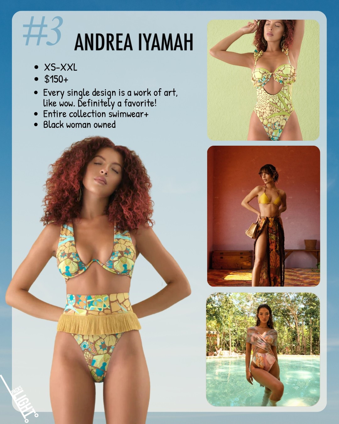 Top swimwear brands according to my community 👙: #3 is ANDREA IYAMAH! #LTKSummer #blackowned

#LTKSwim #LTKTravel #LTKSeasonal