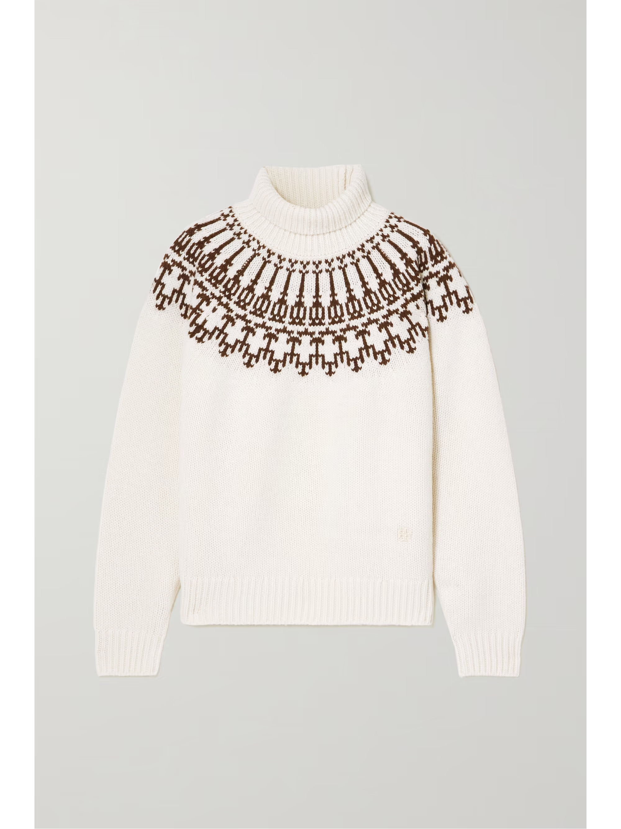 White Fair Isle merino wool turtleneck sweater | TORY SPORT | NET-A-PORTER | NET-A-PORTER (US)