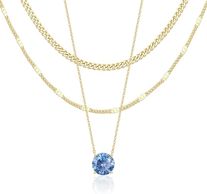 WomenGifts Layered Gold Necklaces for Women, 14K Gold Sterling Silver Plated Dainty Pendant Neckl... | Amazon (US)