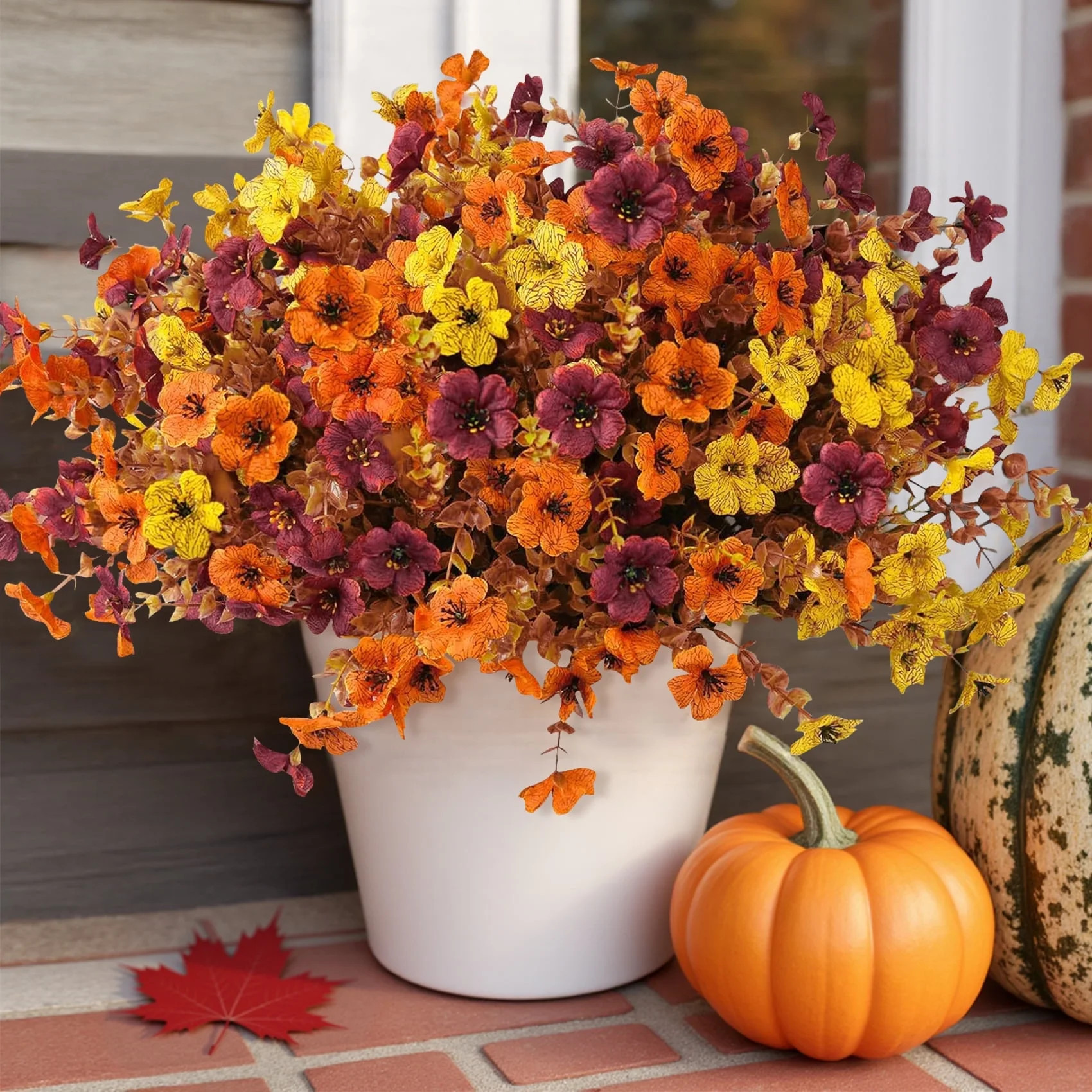 Scidweet 12 Bundles Fall Artificial Flowers for Outdoor, Autumn Faux Plants Fake Silk Flowers Fal... | Walmart (US)