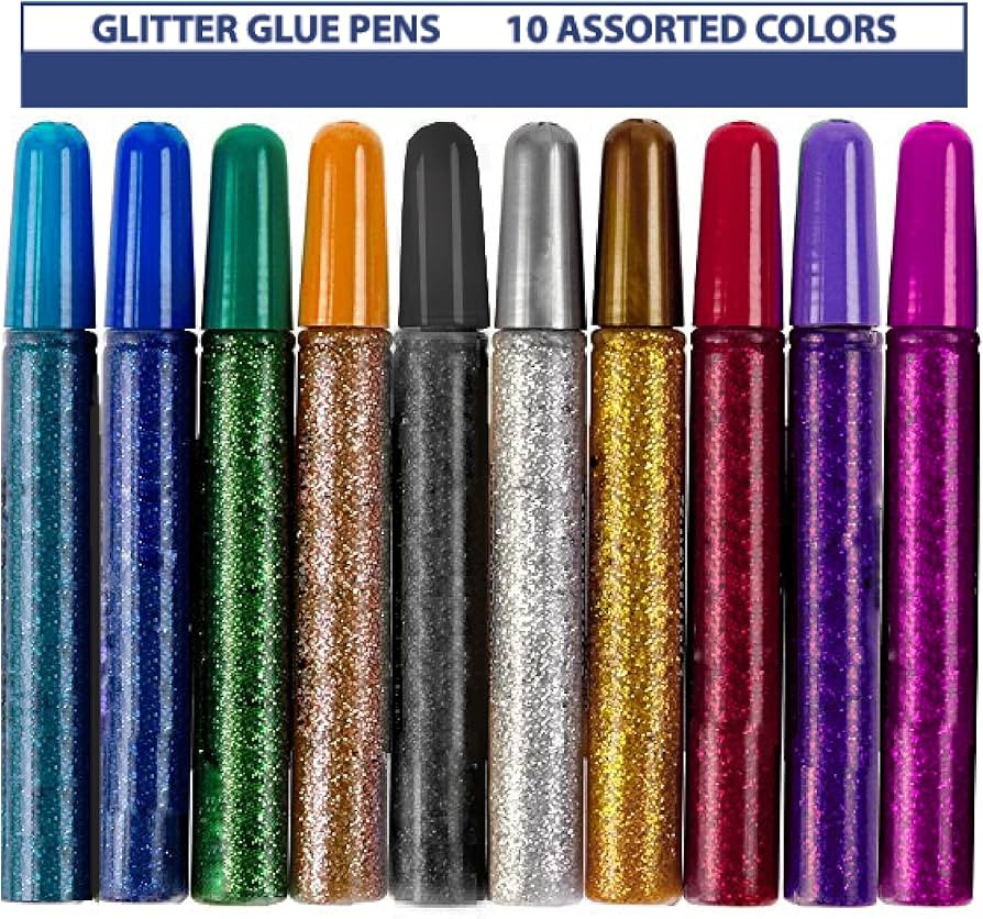 Tassel Toppers 10 Pack - Non-Toxic Washable Glitter Glue Stick Set, Glitter Glue Gel Pens for Art... | Amazon (US)