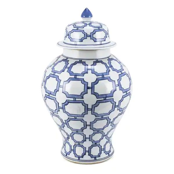 Blue And White Octagonal Window Temple Jar | Bed Bath & Beyond