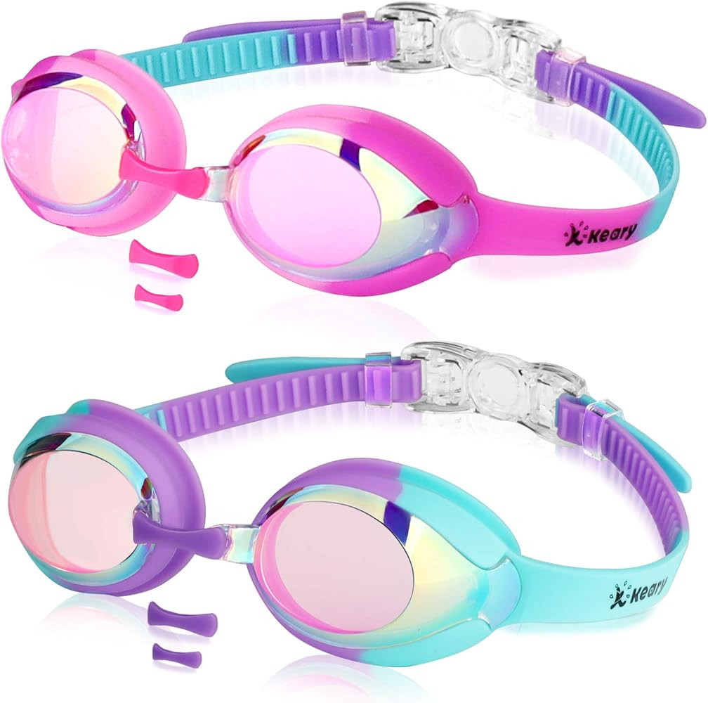 Keary Kids Swim Goggles for Toddler Kids Youth(3-12),Anti-Fog Waterproof Anti-UV Clear Vision Wat... | Amazon (US)