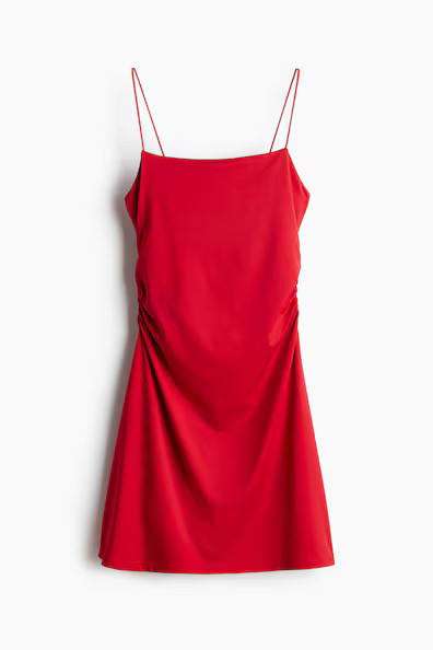 H & M - Draped Slip Dress - Red | H&M (US + CA)