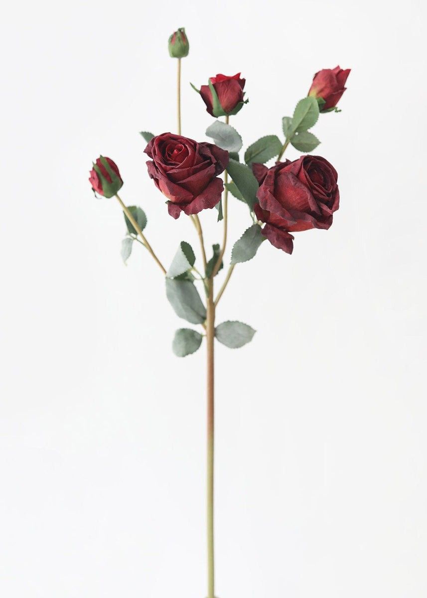 Fake Rose Spray in Burgundy - 27.5 Christmas Decor, Red Floral, Christmas Tree, Home Decor, Fall | Afloral (US)