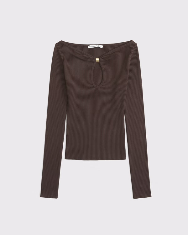 Hardware Keyhole Long-Sleeve Sweater Top | Abercrombie & Fitch (US)