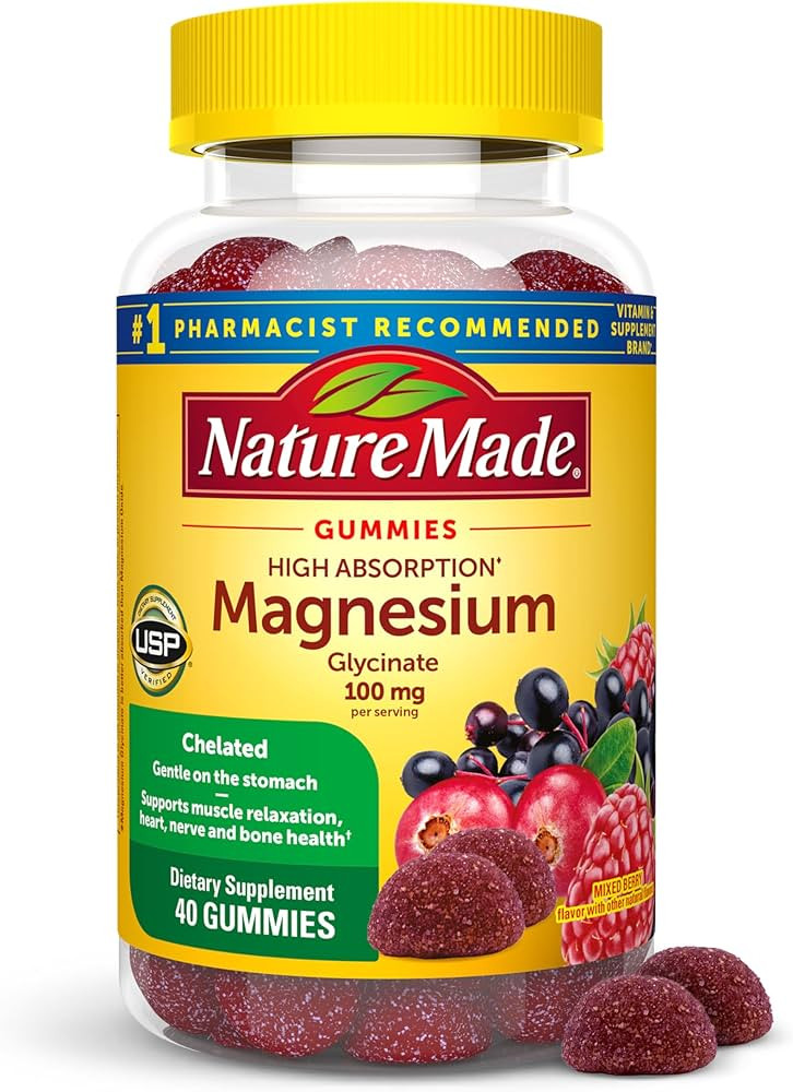 Nature Made High Absorption Magnesium Glycinate Gummies 100 mg per Serving, Muscle, Nerve, Bone a... | Amazon (US)