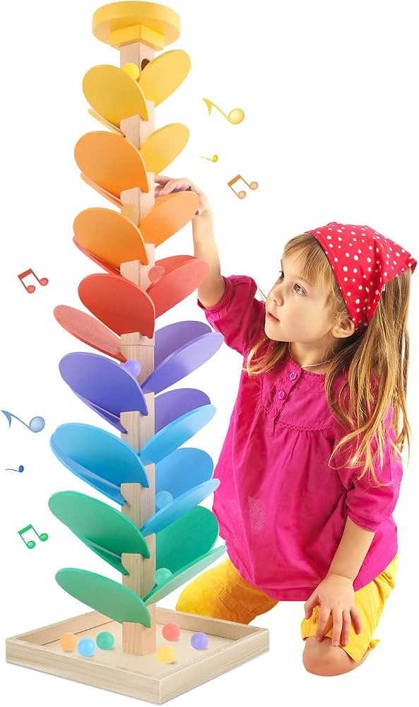 Wooden Marble Run Music Tree Montessori Toys Marble Ball Run for 3-5 | Amazon (US)