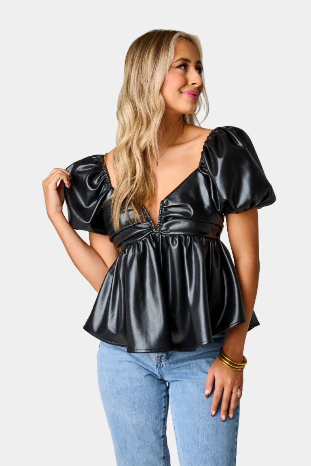 Houston Puff Sleeve Top - Ink - L Black | BuddyLove