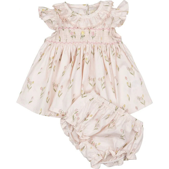 Wild Wawa | Smock Flutter Set, Dancing Tulips (Purple, Size 18-24M) | Maisonette | Maisonette