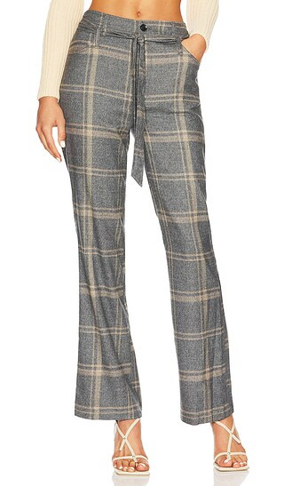 Lennon Lightweight Flannel Flare Pant in Fog Grey Plaid | Revolve Clothing (Global)