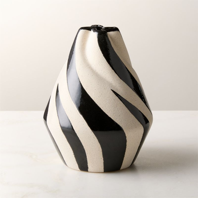 Izmal Black and White Ceramic Vase | CB2 | CB2