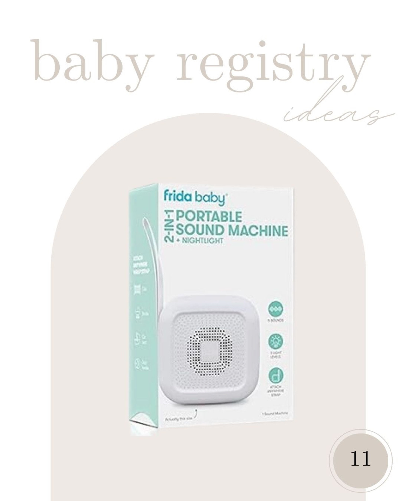 Baby Registry Ideas • Part 11 

Frida Baby 2 in 1 Sound Machine 
✨multiple sounds 
✨includes a shusher 
✨holds a long charge

We have used this since day 1 - highly recommend! ⭐️

#newbaby #babyproducts #babyregistry #genderreveal #babyregistryideas #newbabyproducts #babyshowergiftideas 

#LTKbump #LTKxPrime #LTKbaby