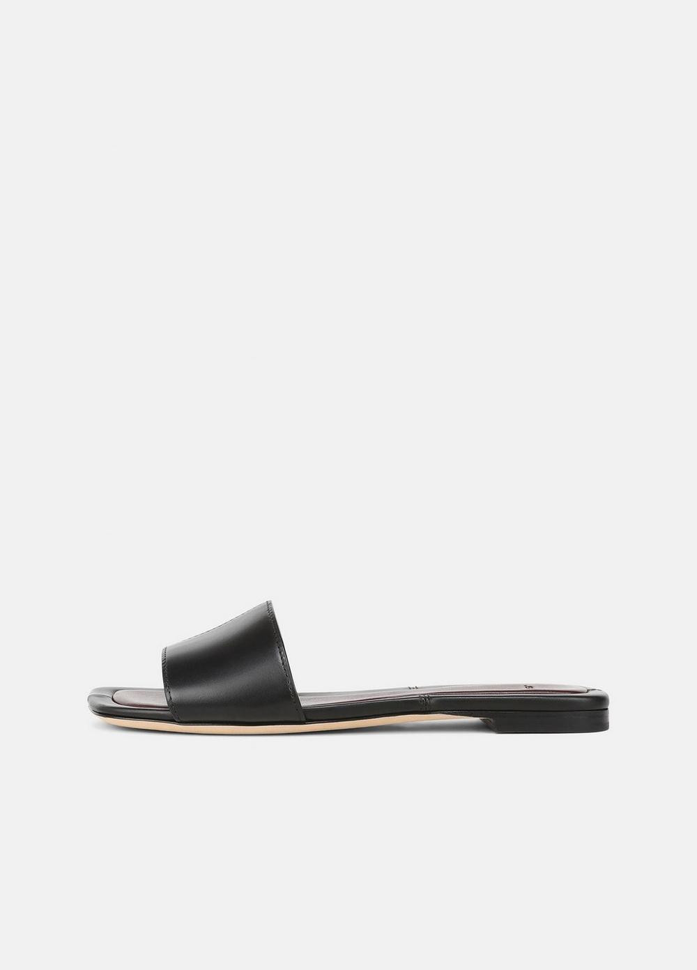 Women's Valeria Leather Slide Sandal, Black, Size 5.5 Vince | Vince LLC