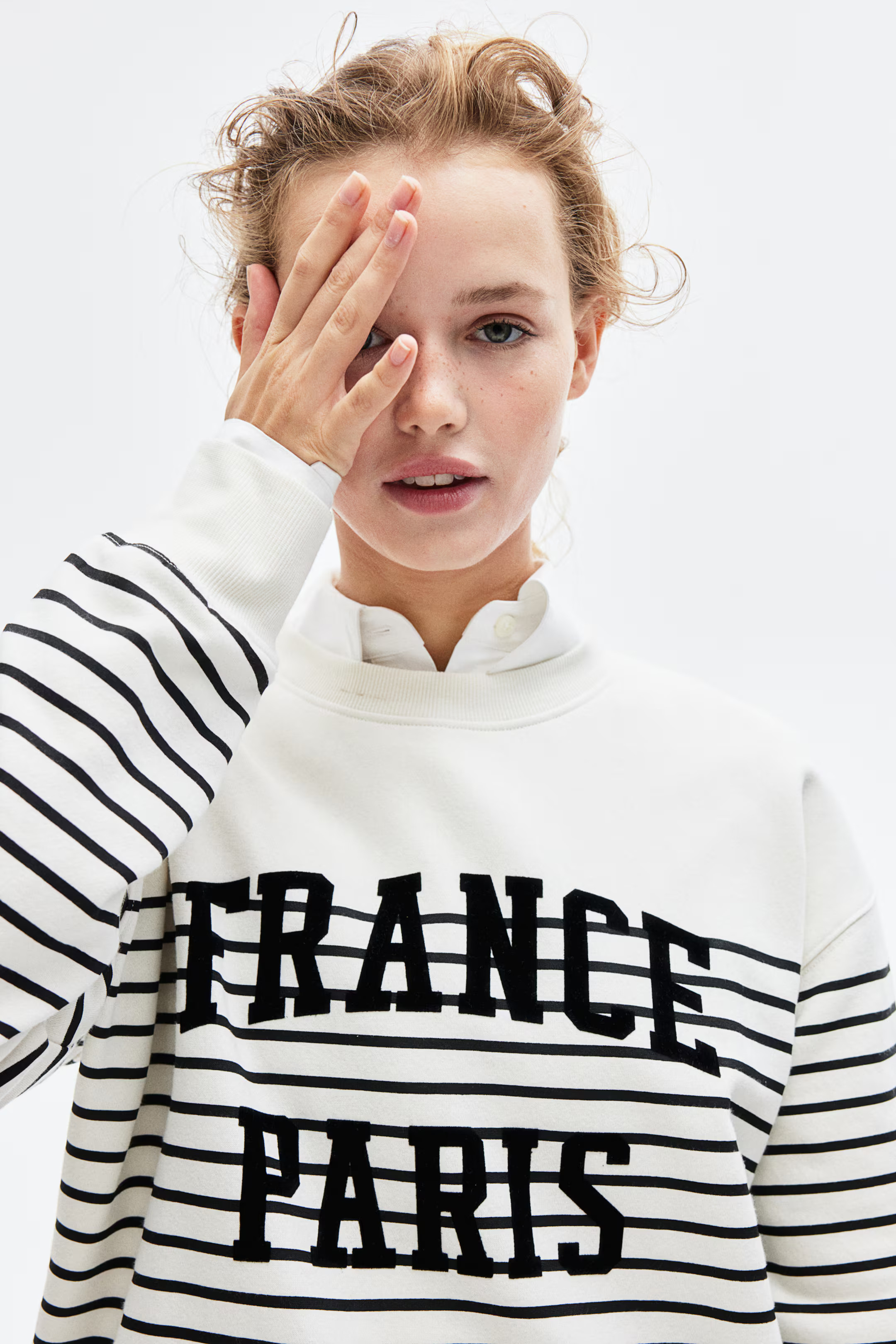 Crew-neck Sweatshirt - Cream/Paris - Ladies | H&M US | H&M (US + CA)