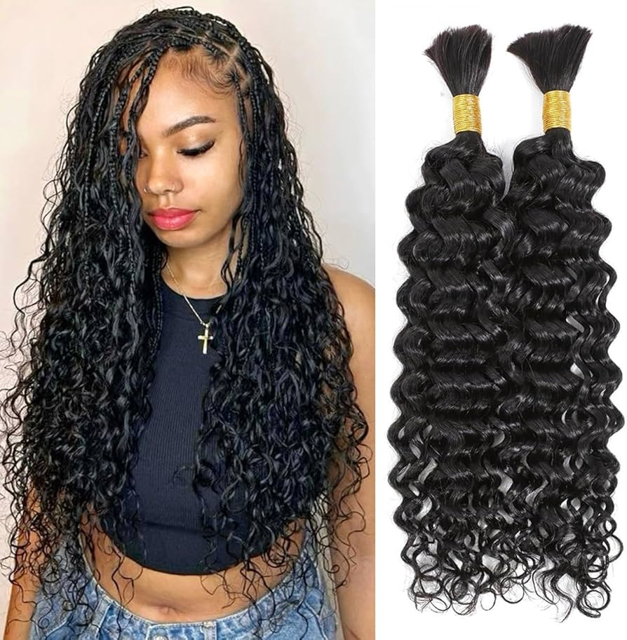 Human Braiding Hair for Boho Braids 22 Inch 2 Bundles 100g Water Wave Human Hair Braiding Hair No... | Amazon (US)