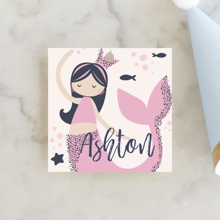 "Glitter Mermaid" - Customizable Children's Birthday Party Favor Tags in Pink by peetie design. | Minted