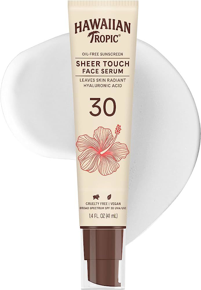 Hawaiian Tropic Sheer Touch Face Serum SPF 30, 1.4oz | Hyaluronic Acid Serum for Face, Sunscreen ... | Amazon (US)