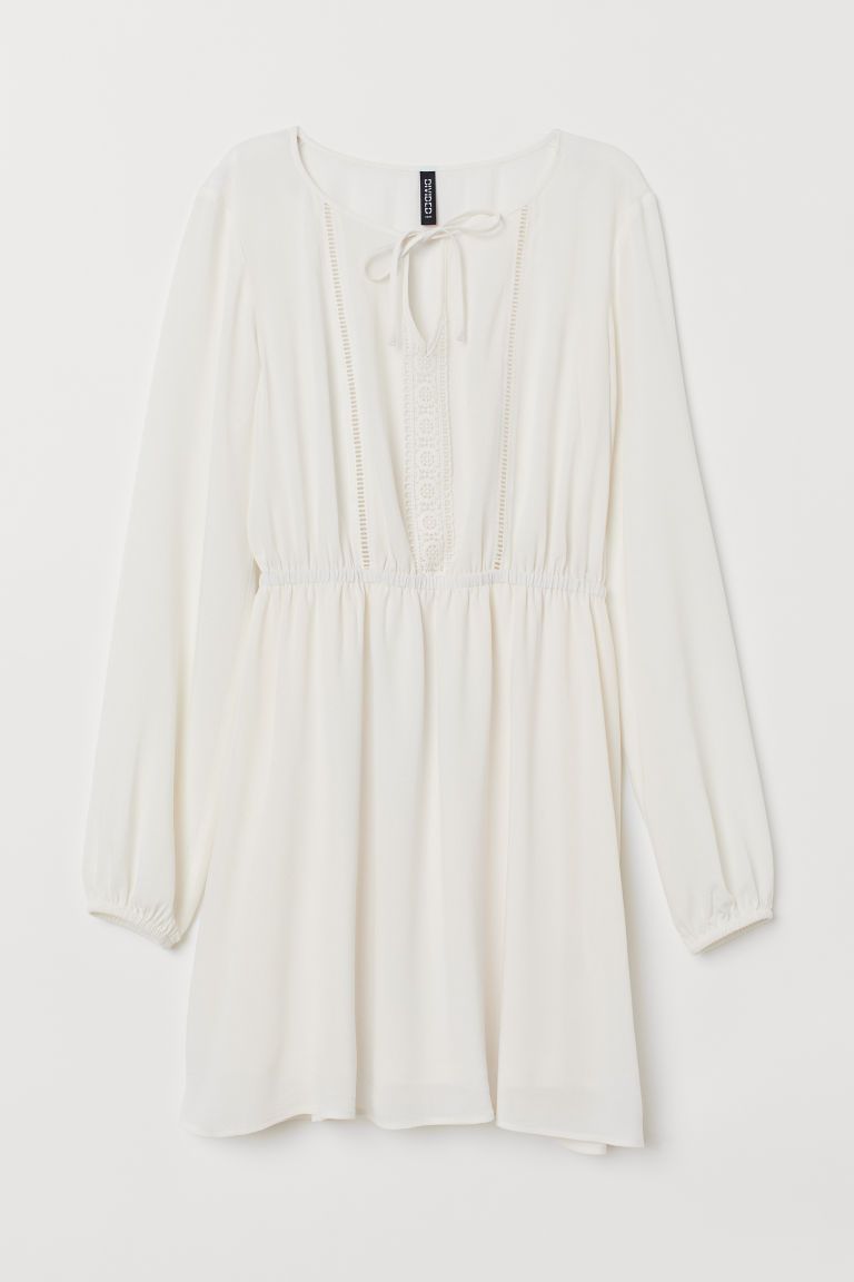 H & M - Dress with Lace Trim - White | H&M (US)