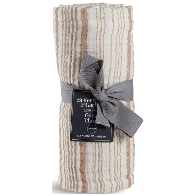 Better Homes & Gardens Striped Gauze Throw, Copper Stripe, 50" x 72" | Walmart (US)