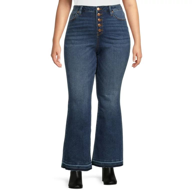 Celebrity Pink Juniors' Plus Size Exposed Button Flare Jeans - Walmart.com | Walmart (US)