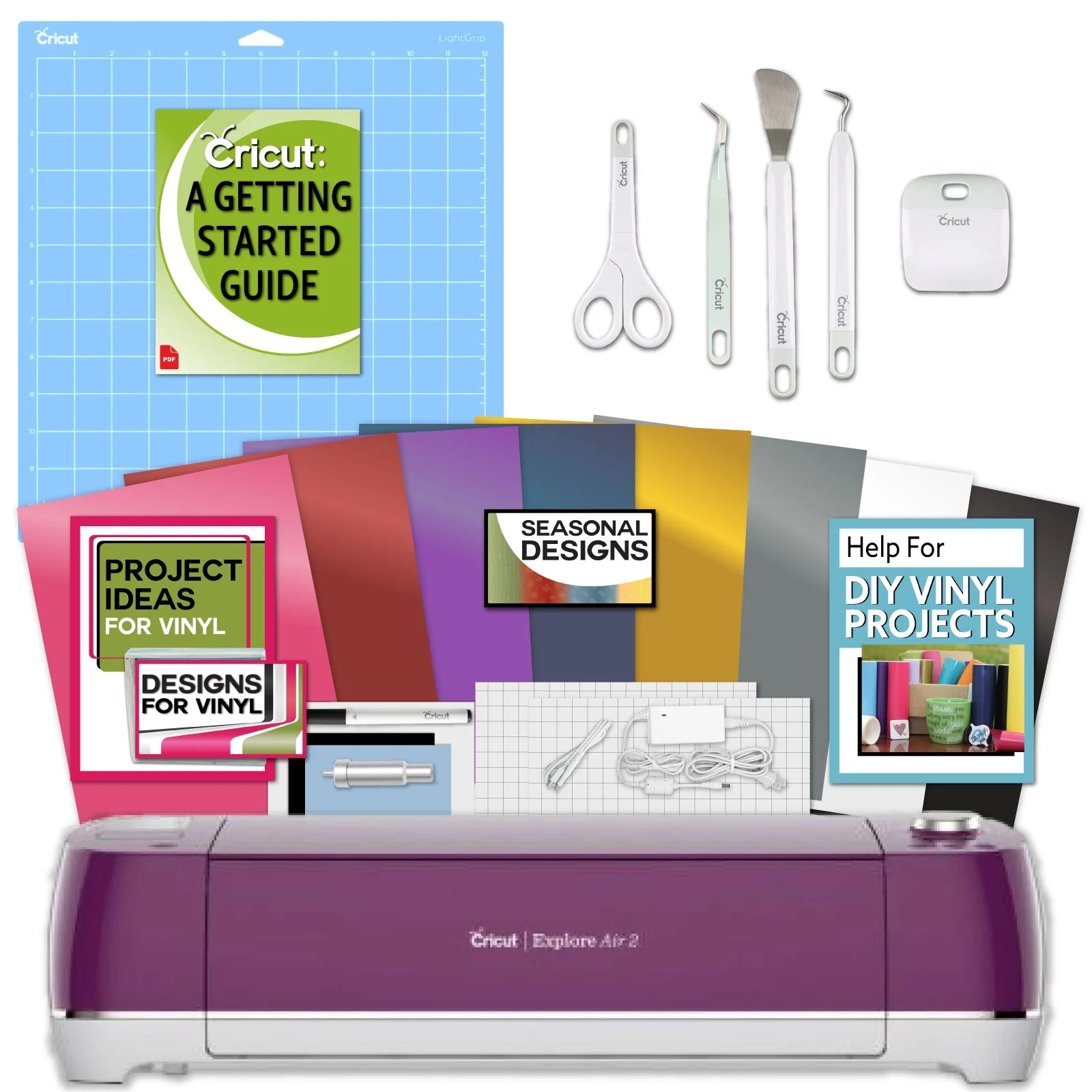 Cricut Explore Air 2 Machine Bundle - Tool Kit and Vinyl - Boysenberry | Walmart (US)