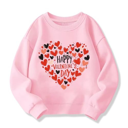 XFSJGNA Valentines Day Sweatshirts Kids 7t Toddler Boys Girls Valentine's Love Heart Graphic Shirt Long Sleeve Tops Pink | Amazon (US)