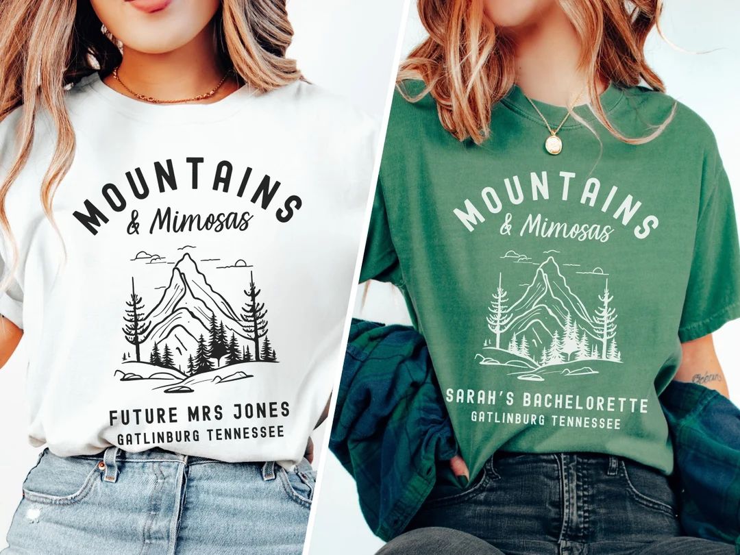 Custom Camp Bachelorette Shirts Mountains & Mimosas - Etsy | Etsy (US)