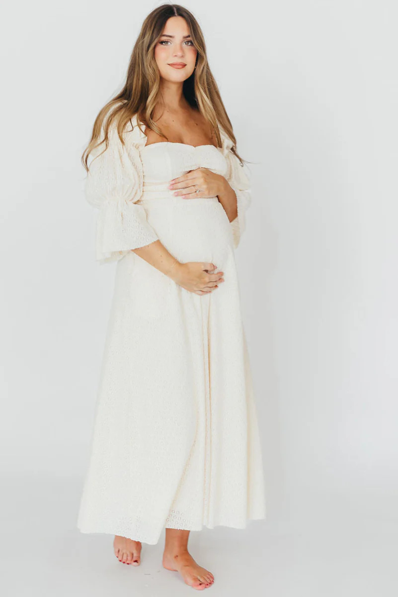 Corrine Tiered Sleeve Maxi Dress with Pockets in Ivory Cream - Bump Fr | Worth Collective