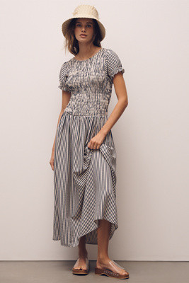 Maeve Smocked Short Sleeve Maxi Dress | Anthropologie (US)
