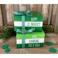 Farmhouse St. Patrick's Day Wood Books, Decor, Mini Tiered Tray Luck, Rainbows, Pot O'gold | Etsy (US)