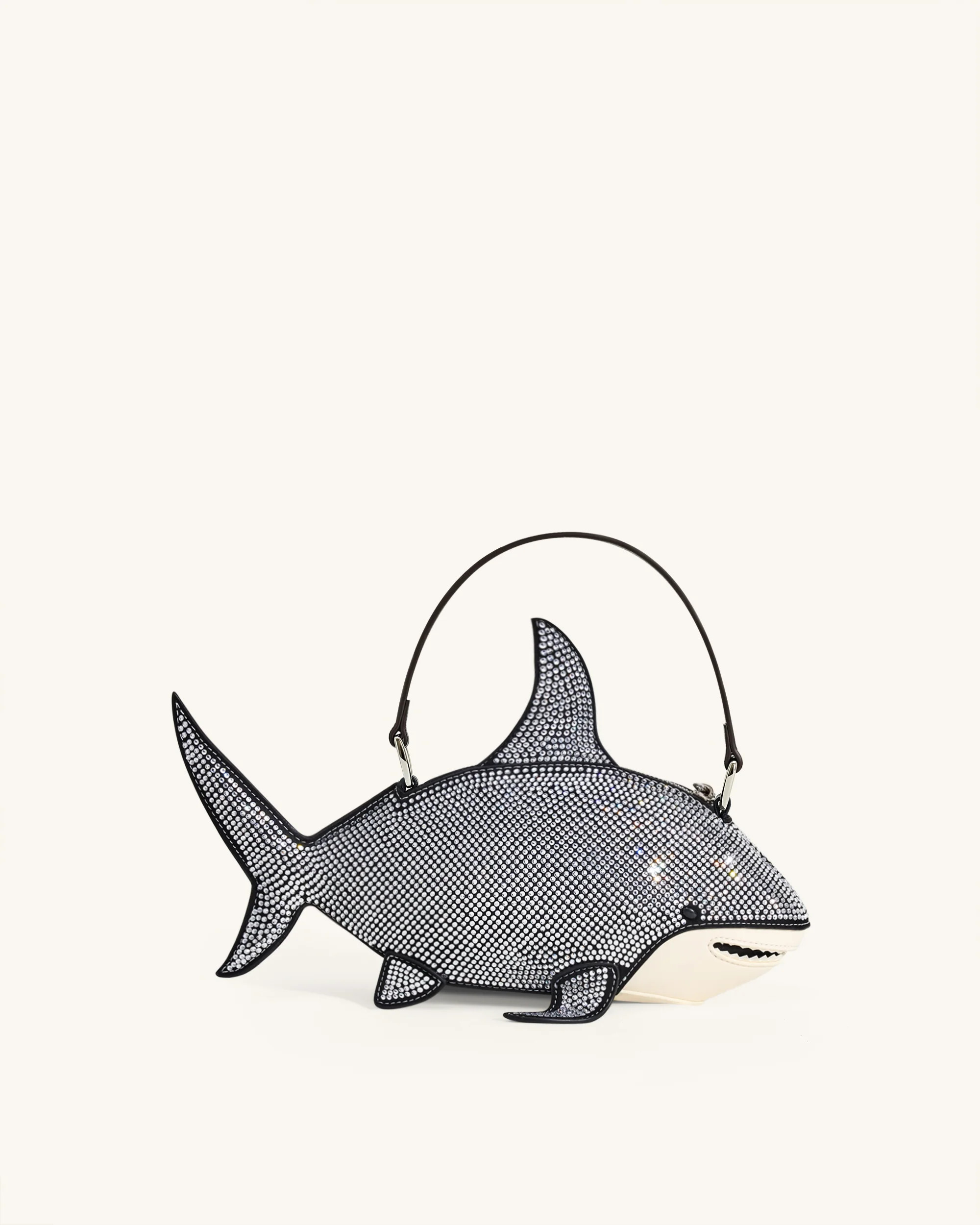 Nerys Artificial Crystal Shark Top Handle Bag - Black | JW PEI US