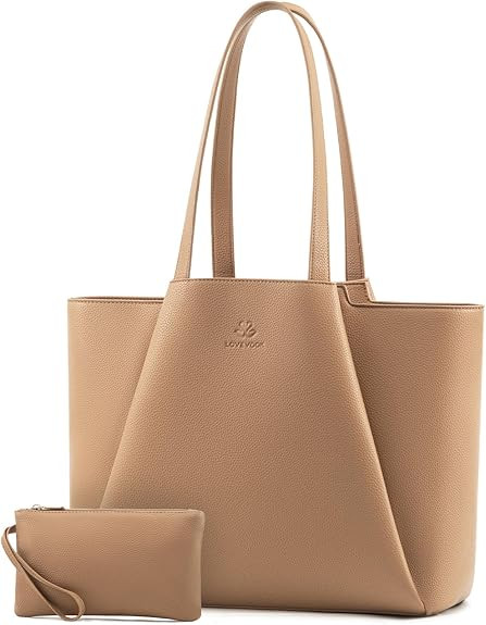 LOVEVOOK Laptop Tote for Women - 15.6 Inch Faux Leather Laptop Bag with Clutch, Large Capacity Of... | Amazon (US)