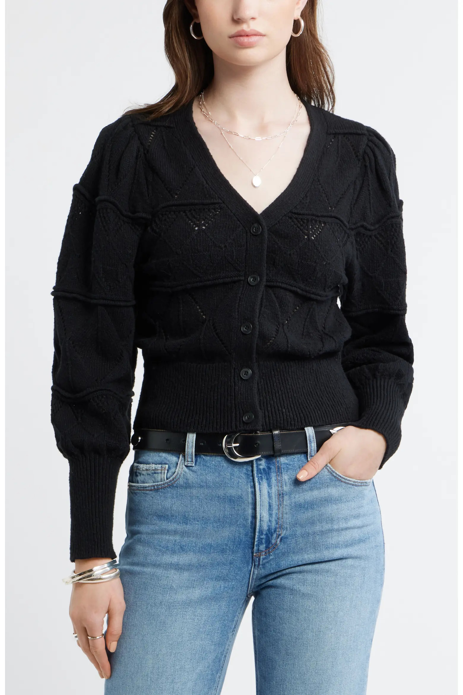 Treasure & Bond Pointelle Knit Button Front Cotton Cardigan (Women) | Nordstrom | Nordstrom