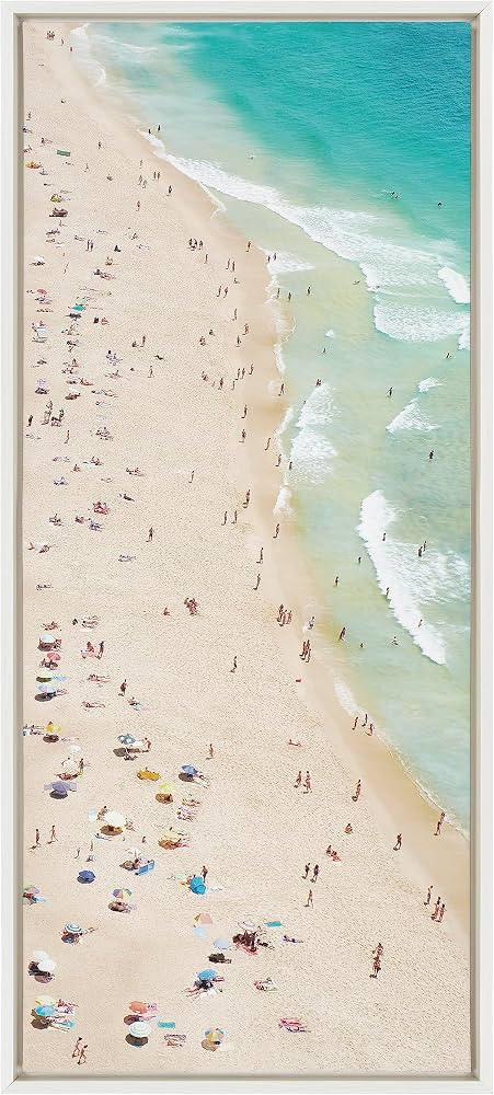Kate and Laurel Sylvie Crowded Beach from Above Framed Canvas Wall Art by Amy Peterson Art Studio... | Amazon (US)